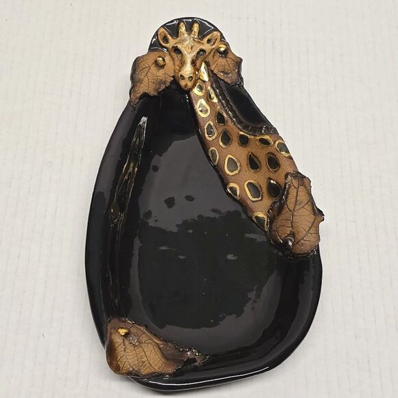 Fired Fantasies Pottery Giraffe Hand Crafted Trinket Dish Vanity Bowl - Picture 1 of 8